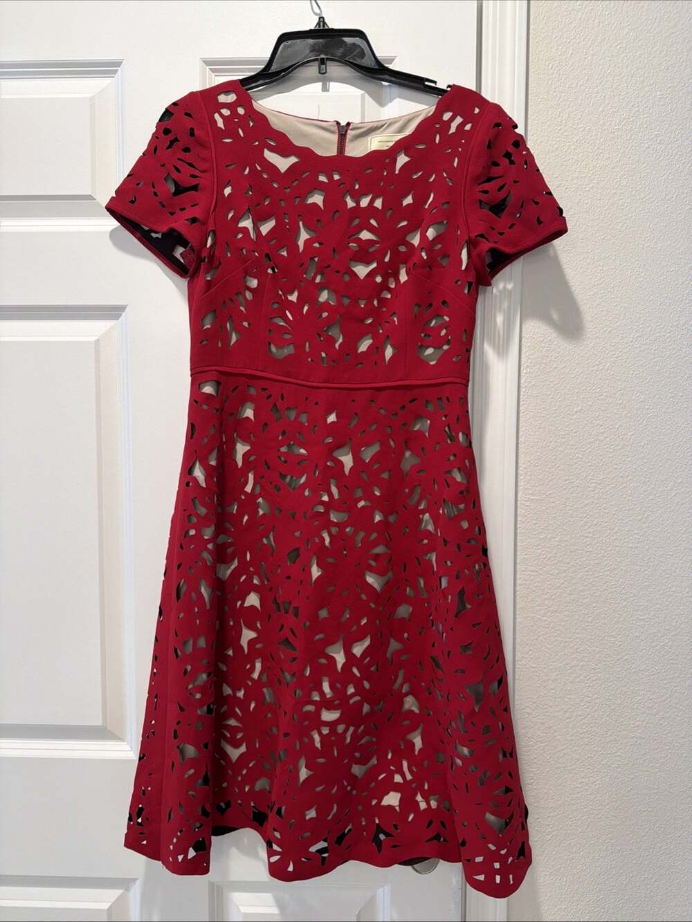 Anthropologie Moulinette Soeurs Dress 6 Adult Red Mini Overlay A Line Womens